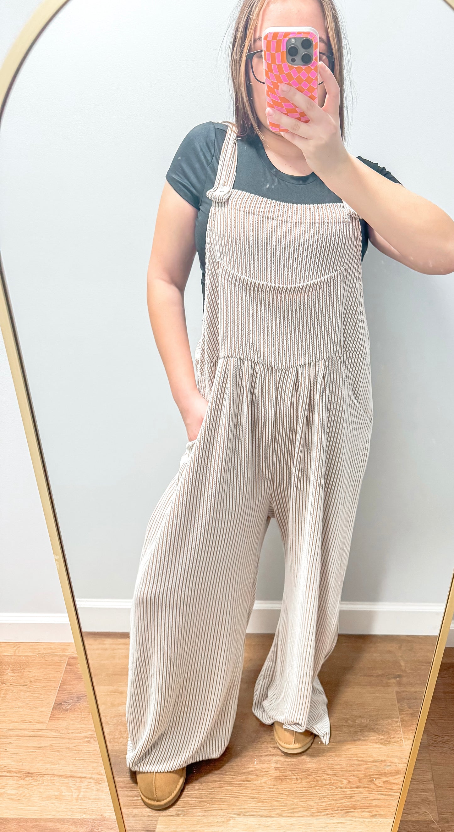 Brown stripped romper