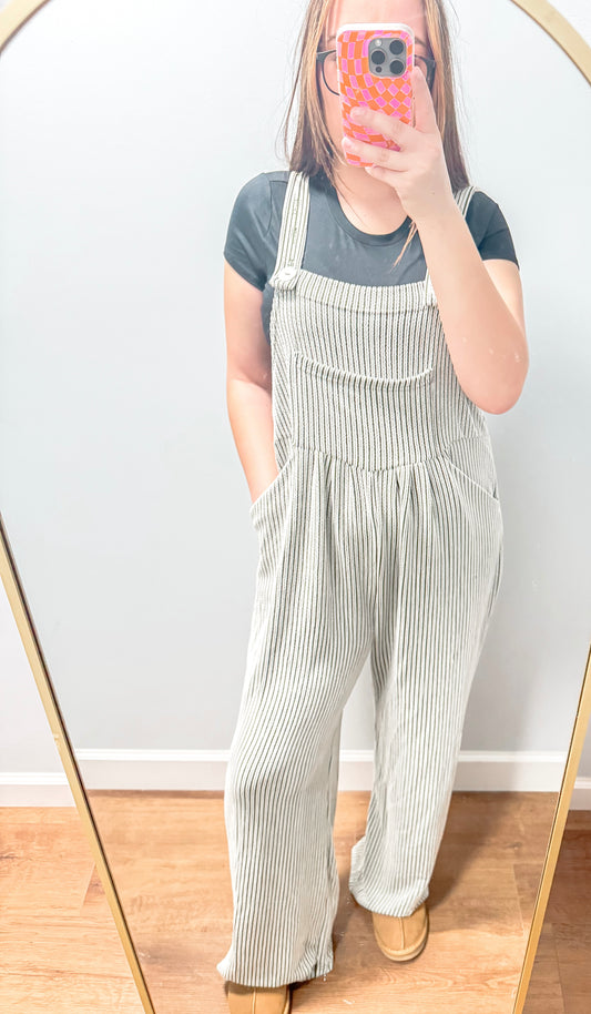 Green stripped romper